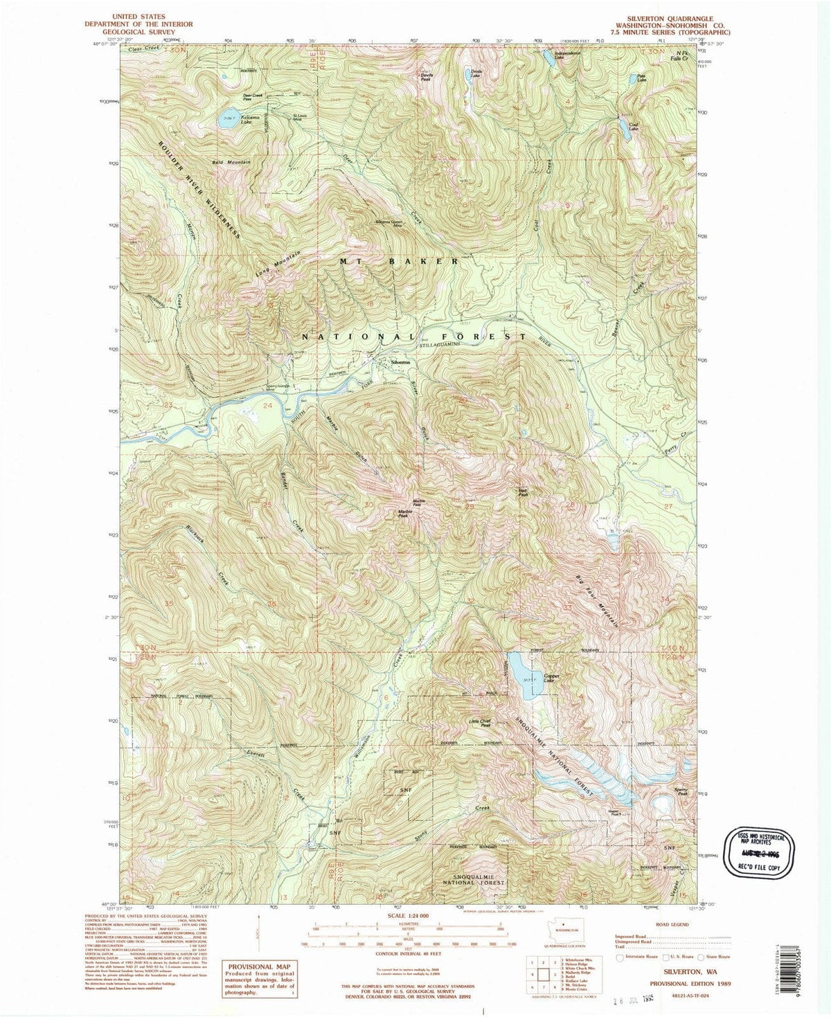 1989 Silverton, WA - Washington - USGS Topographic Map