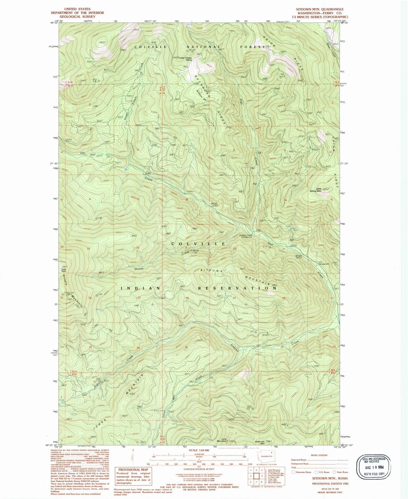1985 Sitdown MTN, WA - Washington - USGS Topographic Map