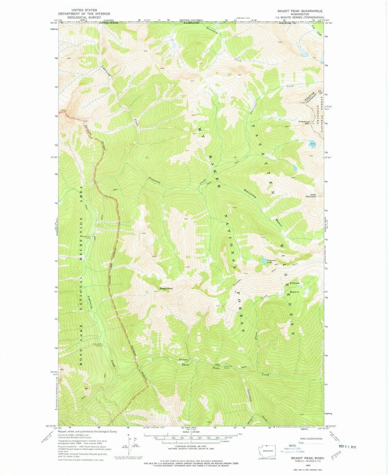 1969 Skagit Peak, WA - Washington - USGS Topographic Map