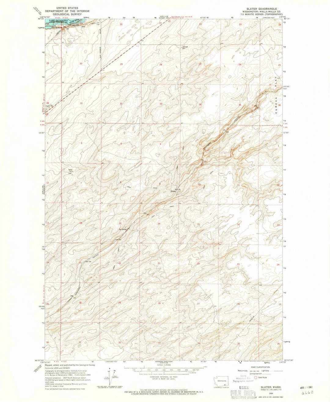 1964 Slater, WA - Washington - USGS Topographic Map