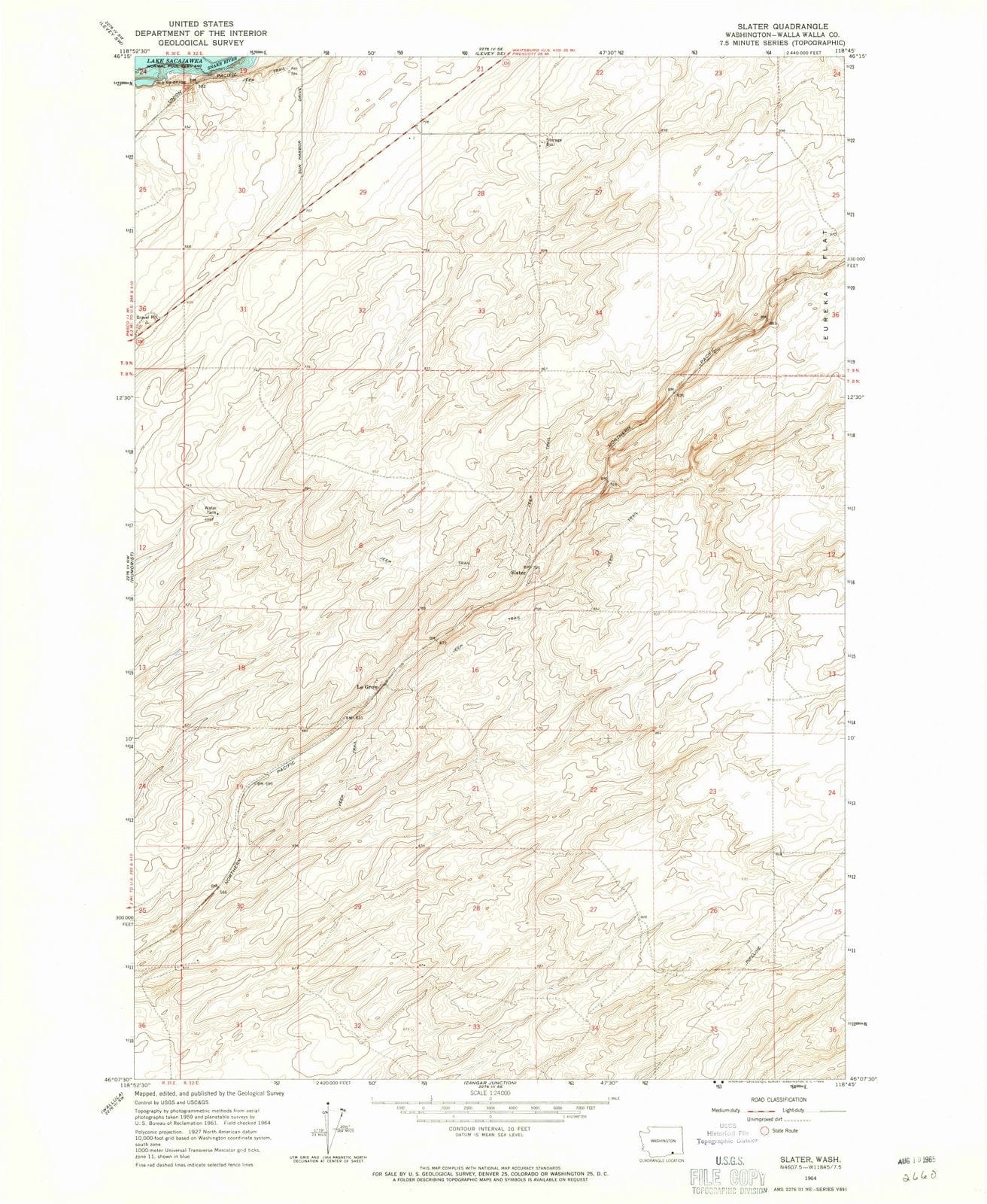 1964 Slater, WA - Washington - USGS Topographic Map