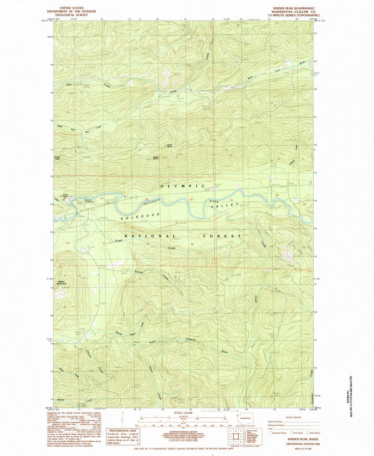 1984 Snider Peak, WA - Washington - USGS Topographic Map