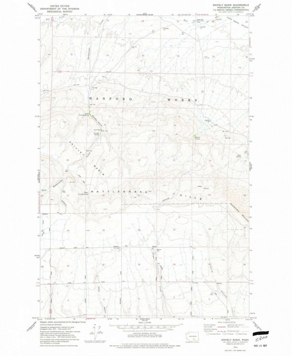 1974 Snively Basin, WA - Washington - USGS Topographic Map
