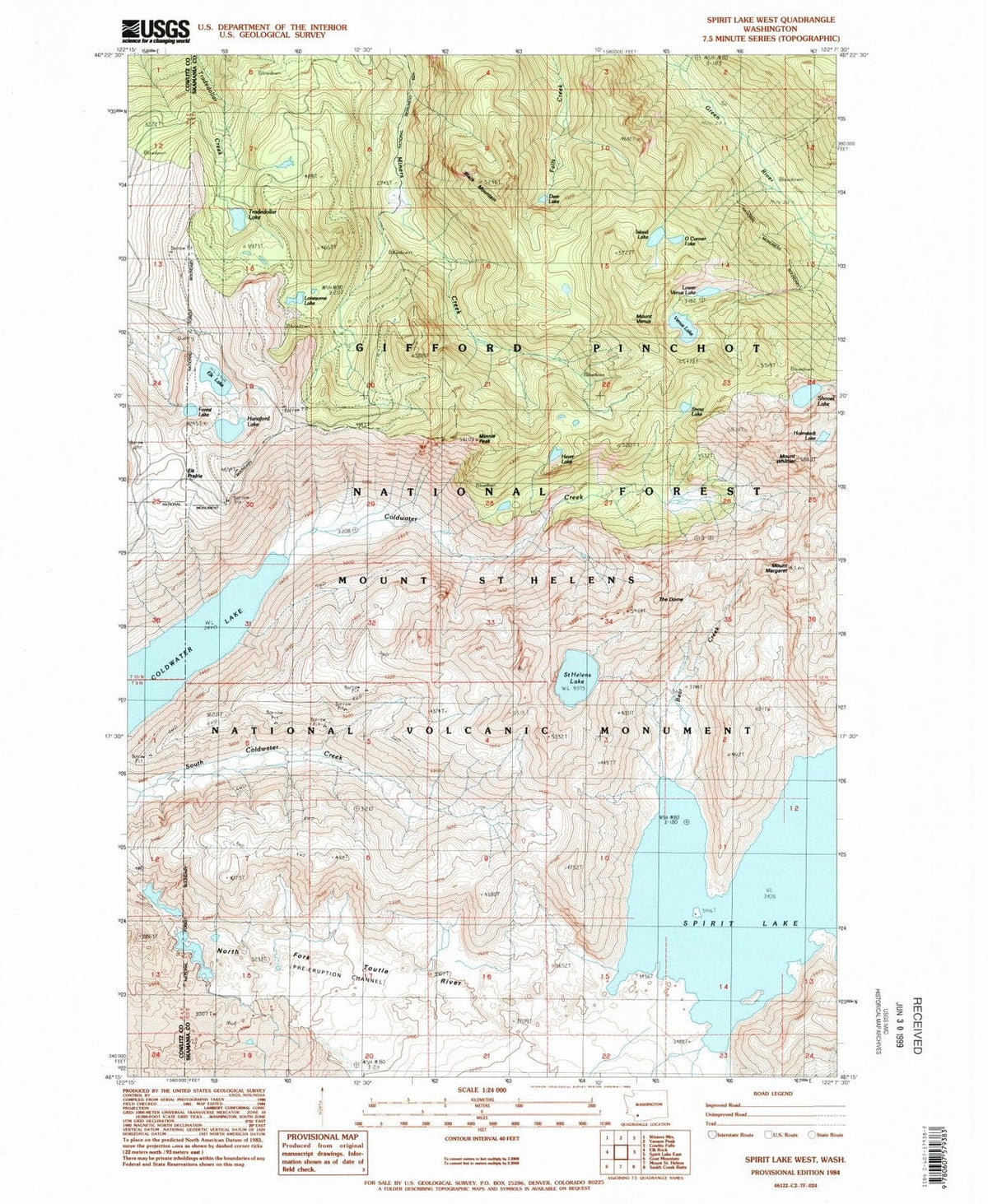 1984 Spirit Lake West, WA - Washington - USGS Topographic Map