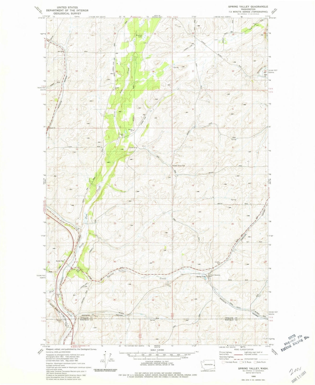 1980 Spring Valley, WA - Washington - USGS Topographic Map