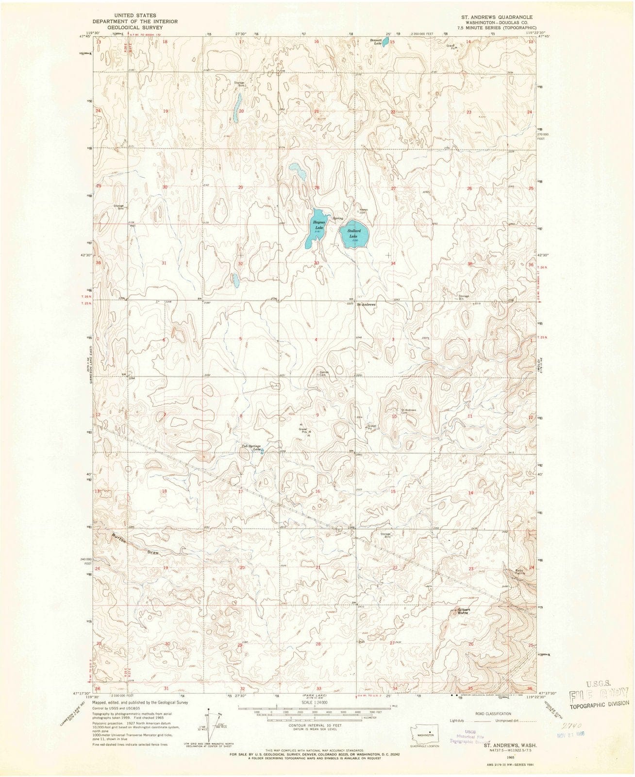 1965 St. Andrews, WA - Washington - USGS Topographic Map