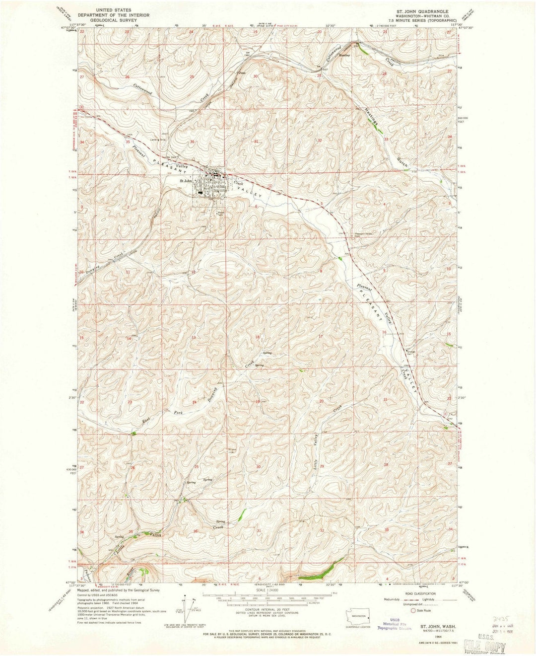 1964 St. John, WA - Washington - USGS Topographic Map