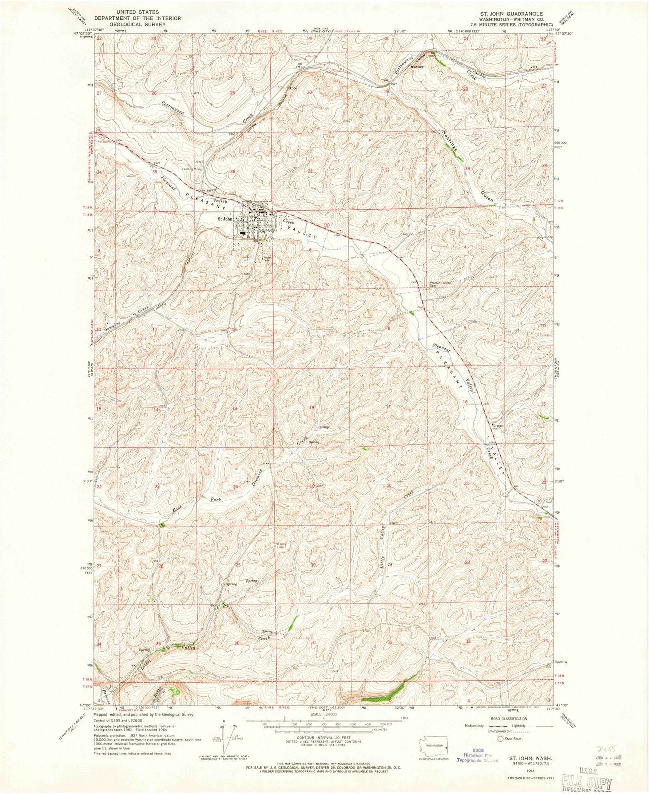 1964 St. John, WA - Washington - USGS Topographic Map