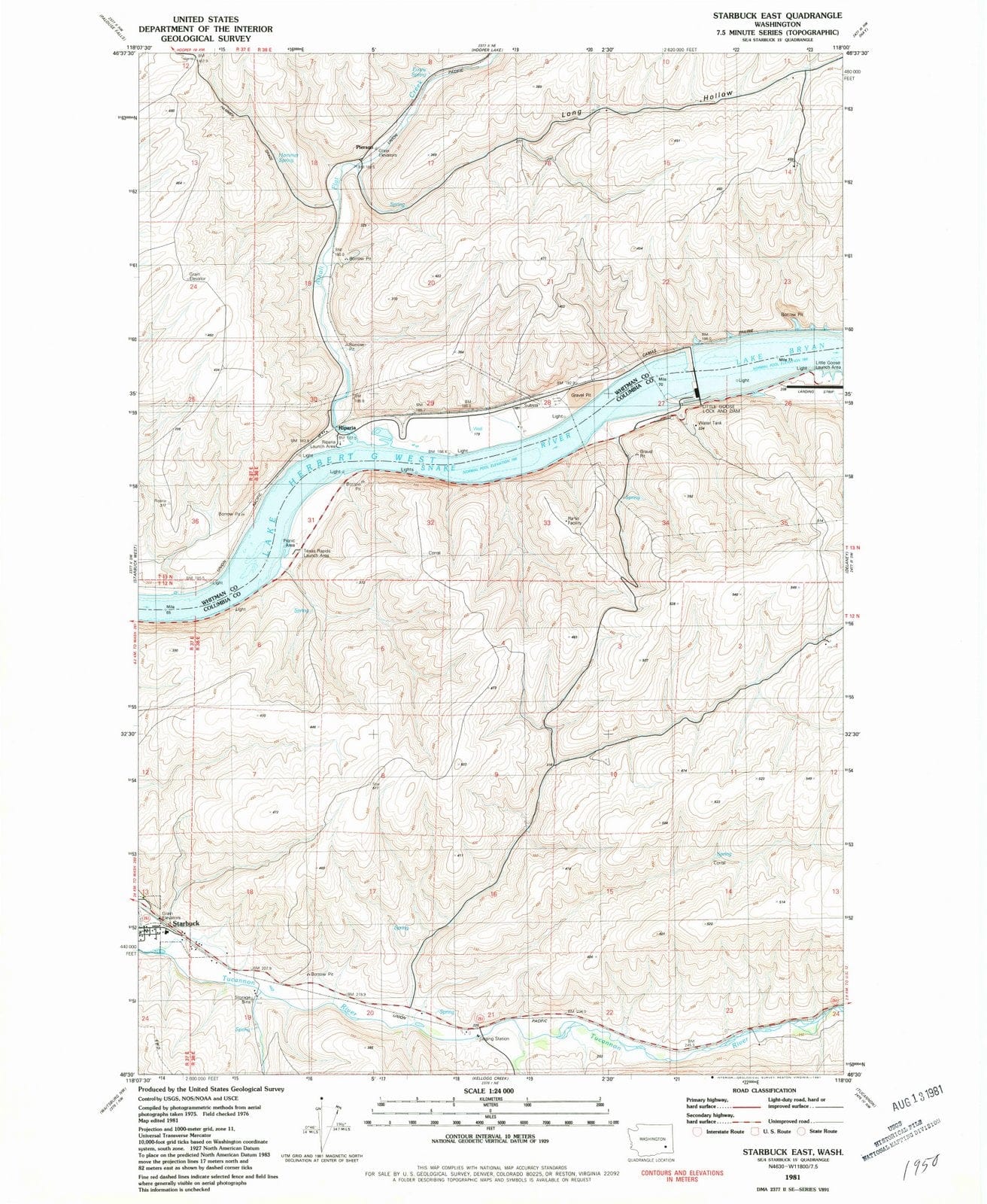 1981 Starbuck East, WA - Washington - USGS Topographic Map