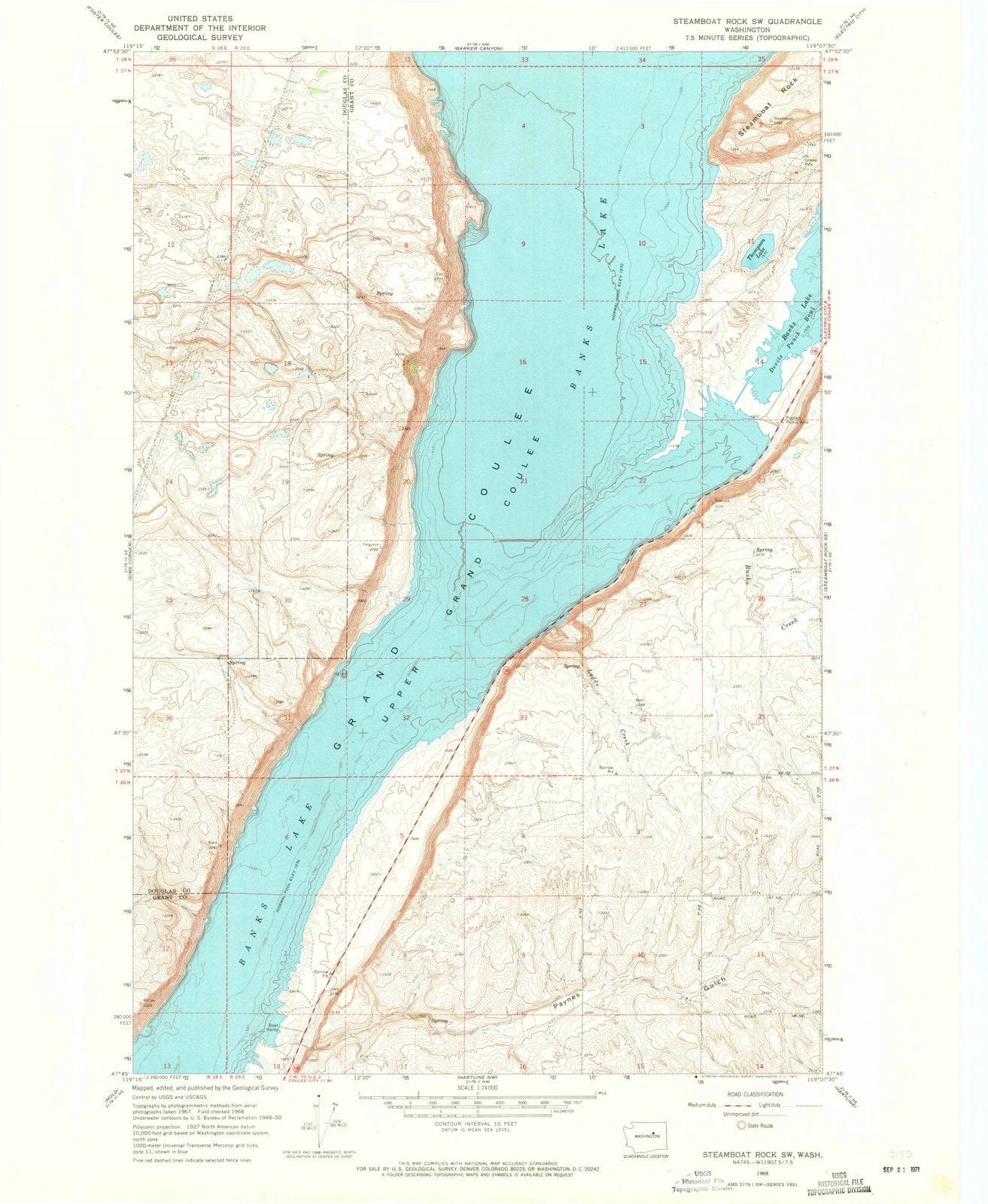1968 Steamboat Rock, WA - Washington - USGS Topographic Map v2