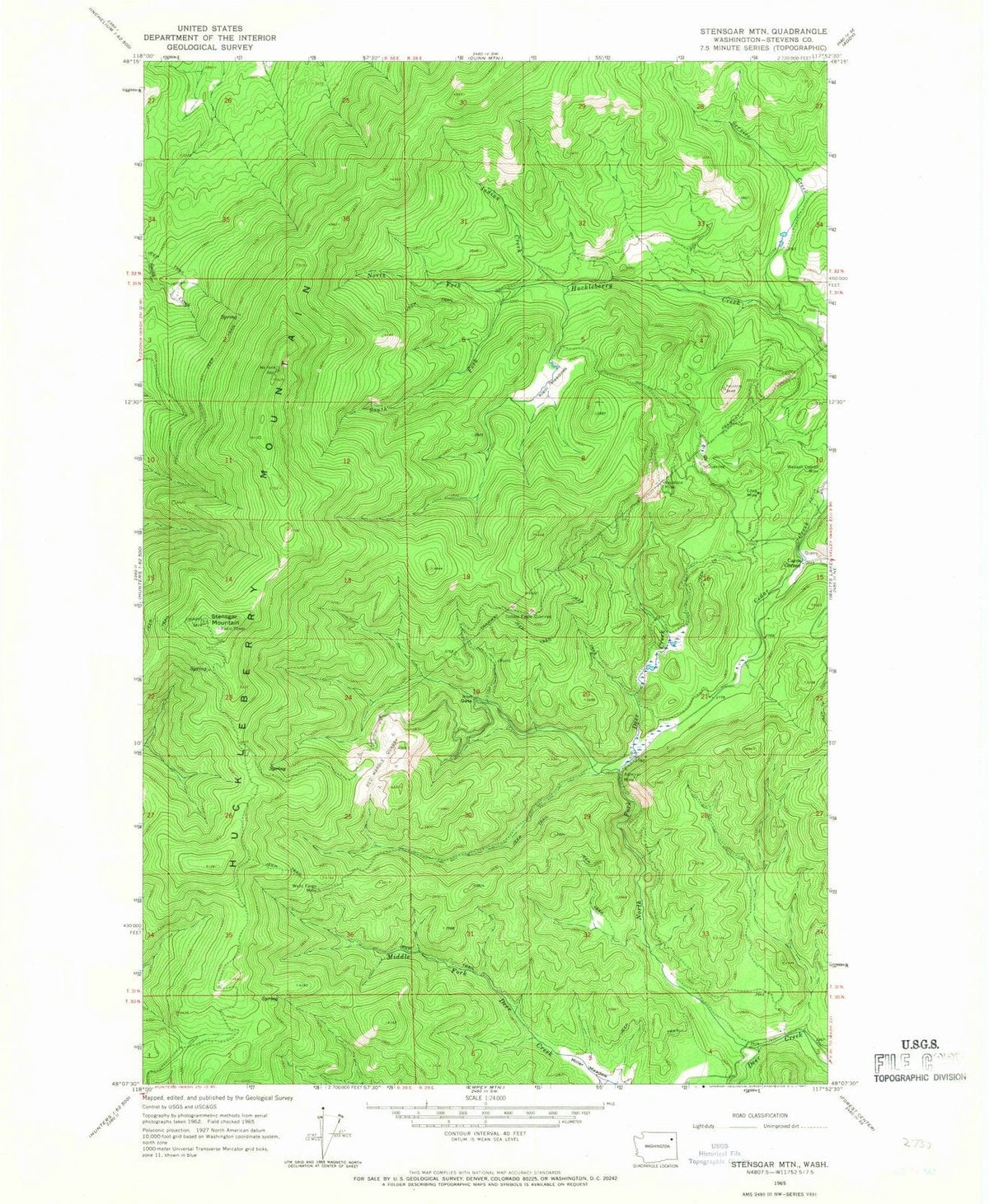 1965 Stensgar MTN, WA - Washington - USGS Topographic Map