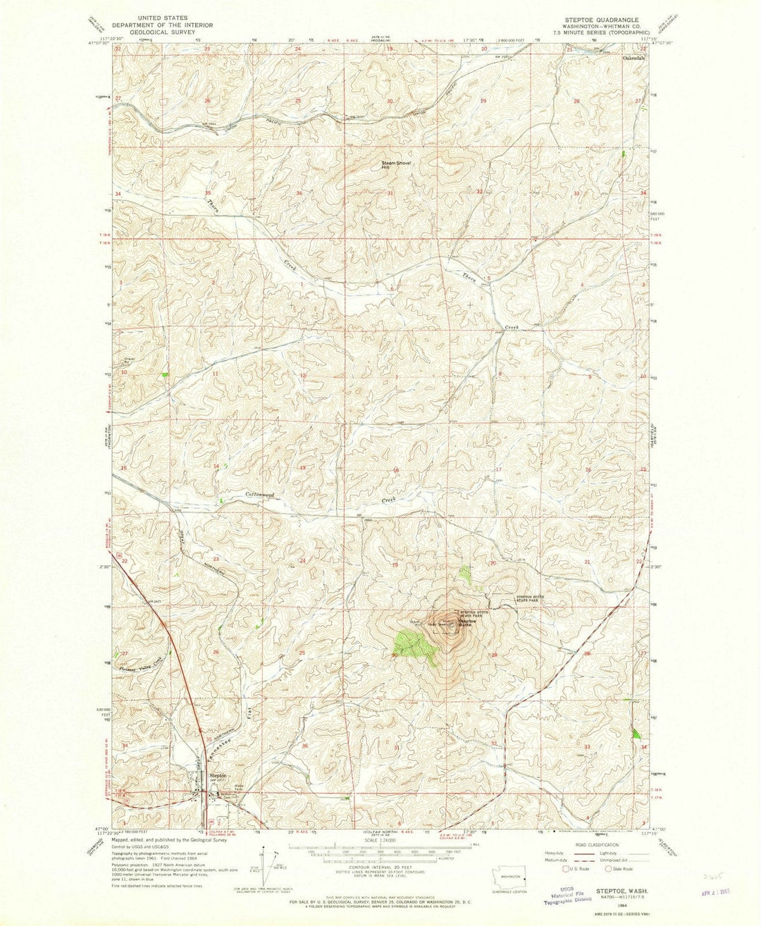 1964 Steptoe, WA - Washington - USGS Topographic Map