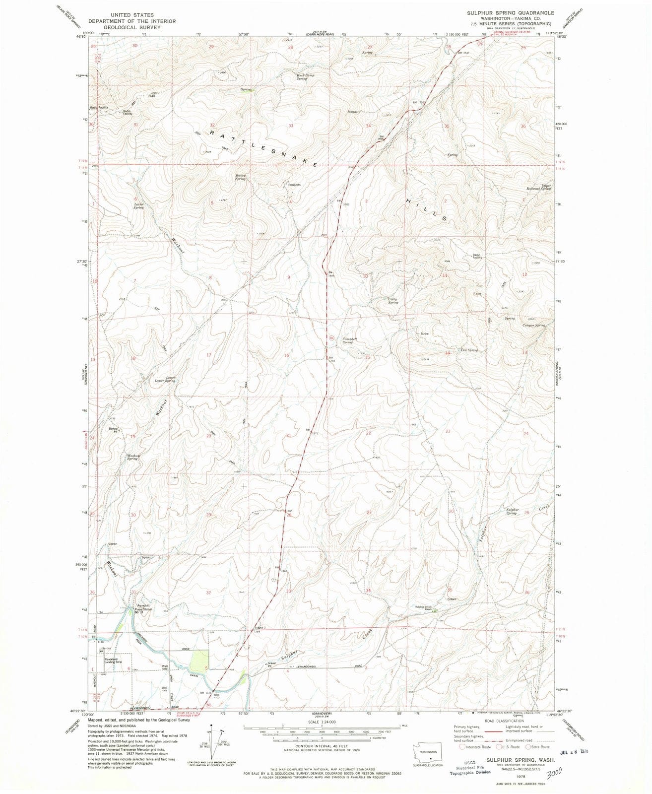 1978 Sulphur Spring, WA - Washington - USGS Topographic Map