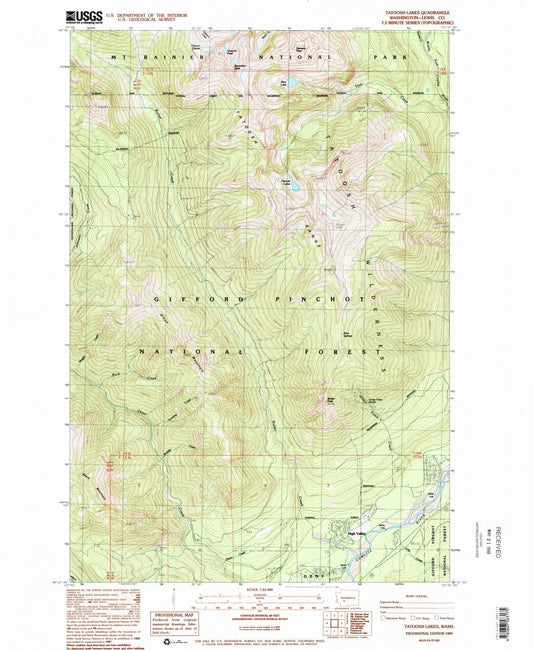 1989 Tatoosh Lakes, WA - Washington - USGS Topographic Map
