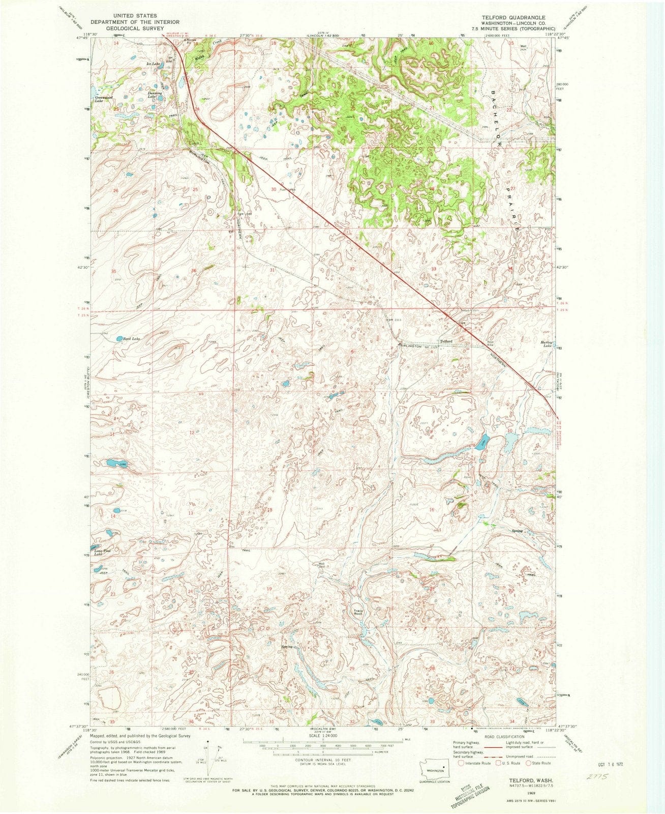 1969 Telford, WA - Washington - USGS Topographic Map