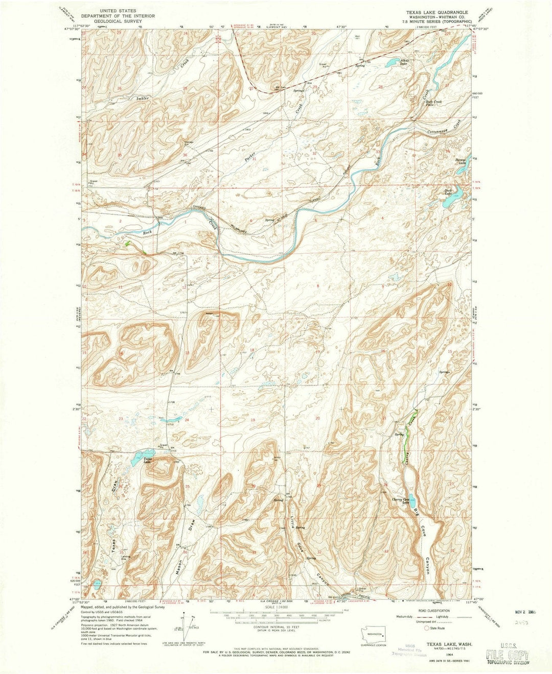 1964 Texas Lake, WA - Washington - USGS Topographic Map