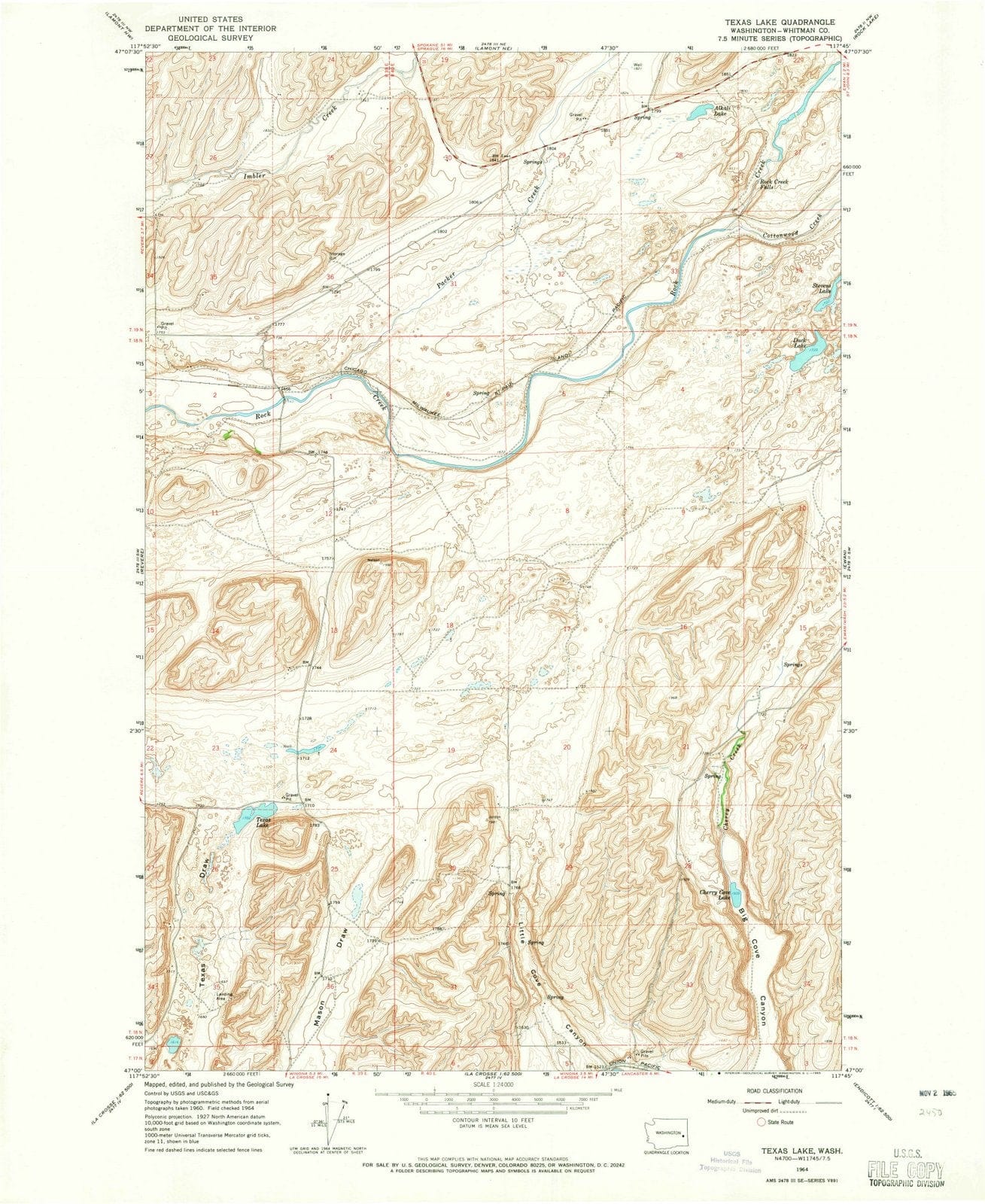 1964 Texas Lake, WA - Washington - USGS Topographic Map