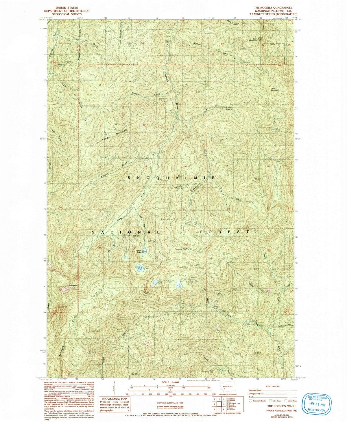 1987 The Rockies, WA - Washington - USGS Topographic Map