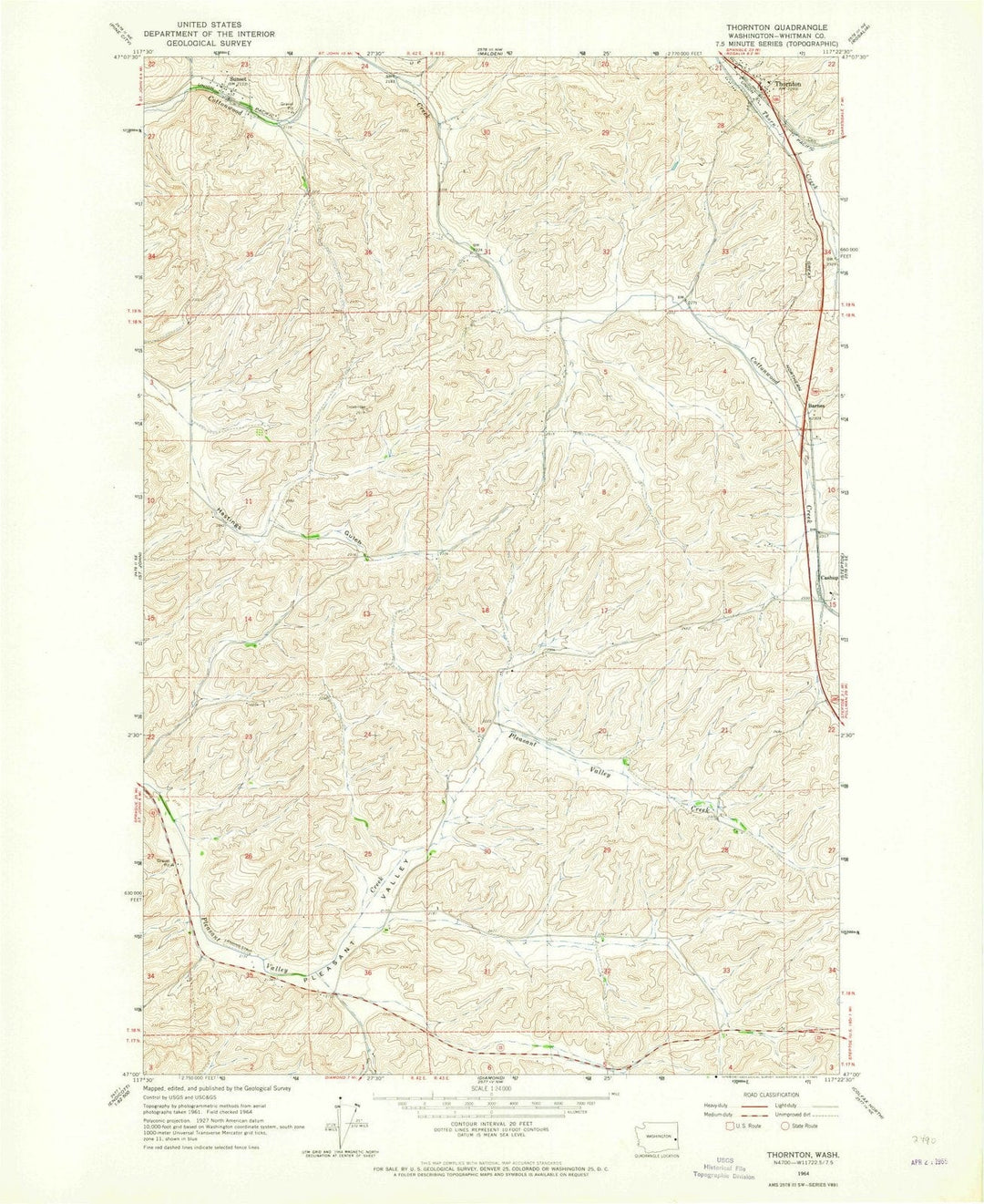 1964 Thornton, WA - Washington - USGS Topographic Map
