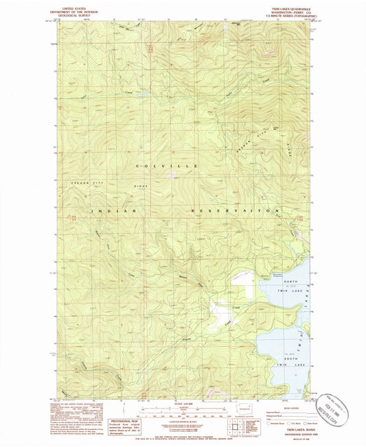 1985 Twin Lakes, WA - Washington - USGS Topographic Map