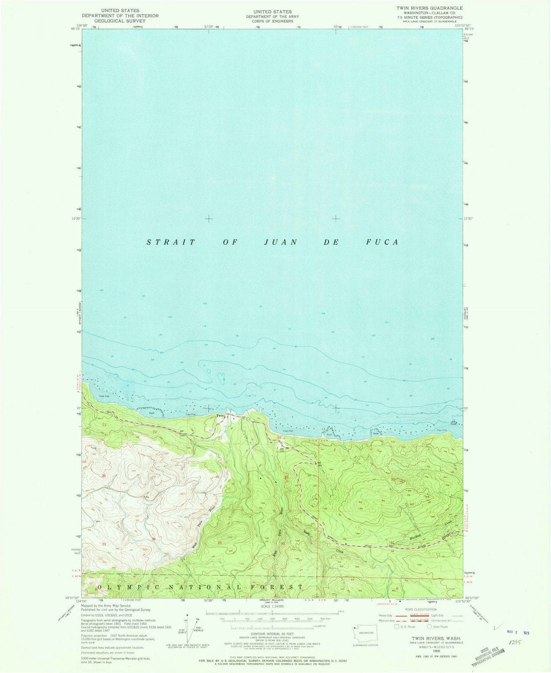 1950 Twin Rivers, WA - Washington - USGS Topographic Map