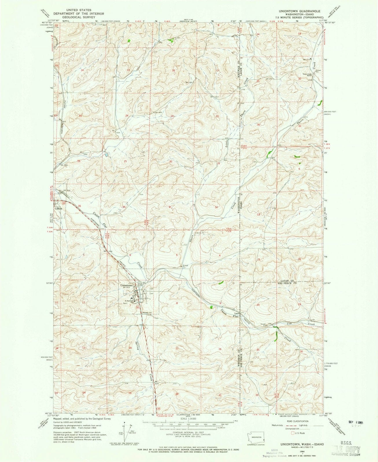 1964 Uniontown, WA - Washington - USGS Topographic Map