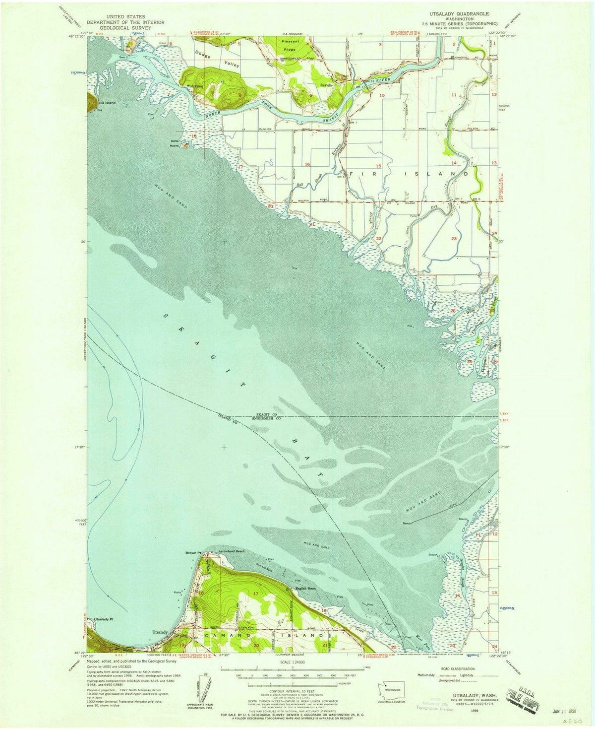 1956 Utsalady, WA - Washington - USGS Topographic Map