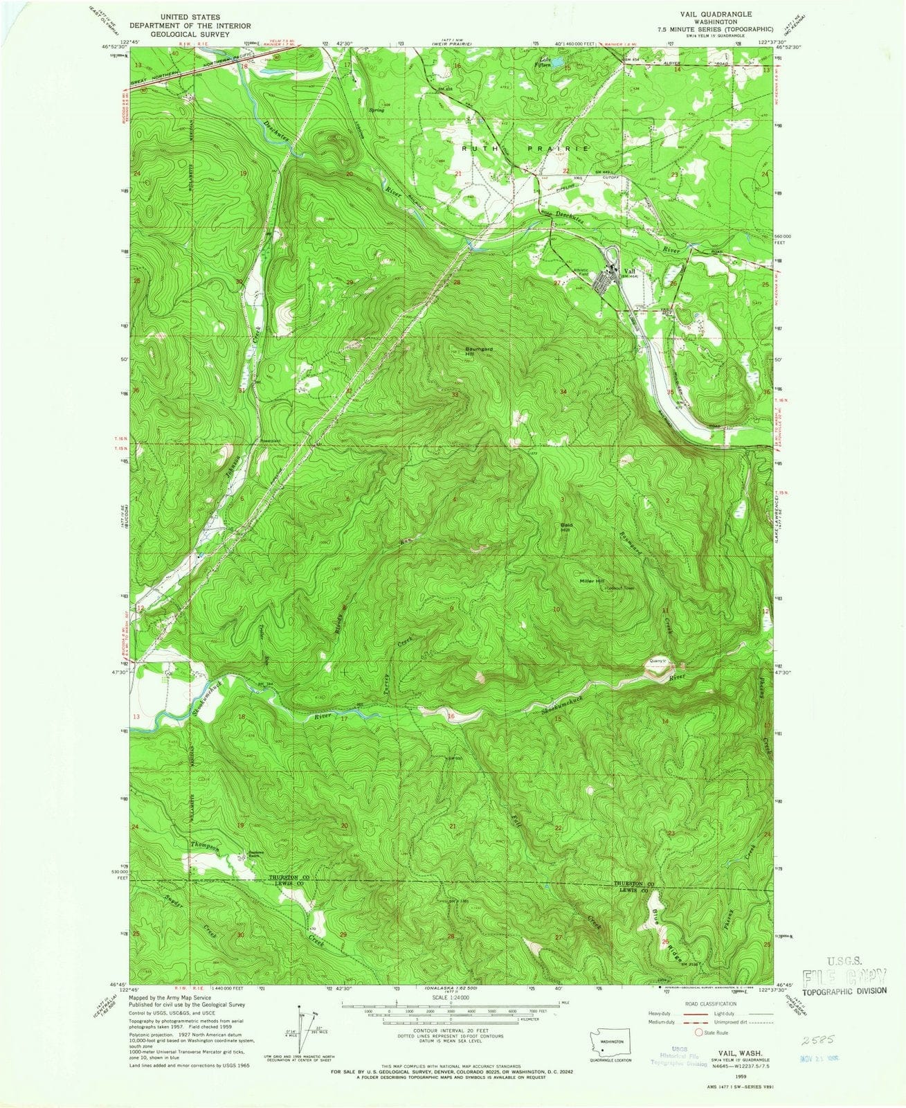1959 Vail, WA - Washington - USGS Topographic Map