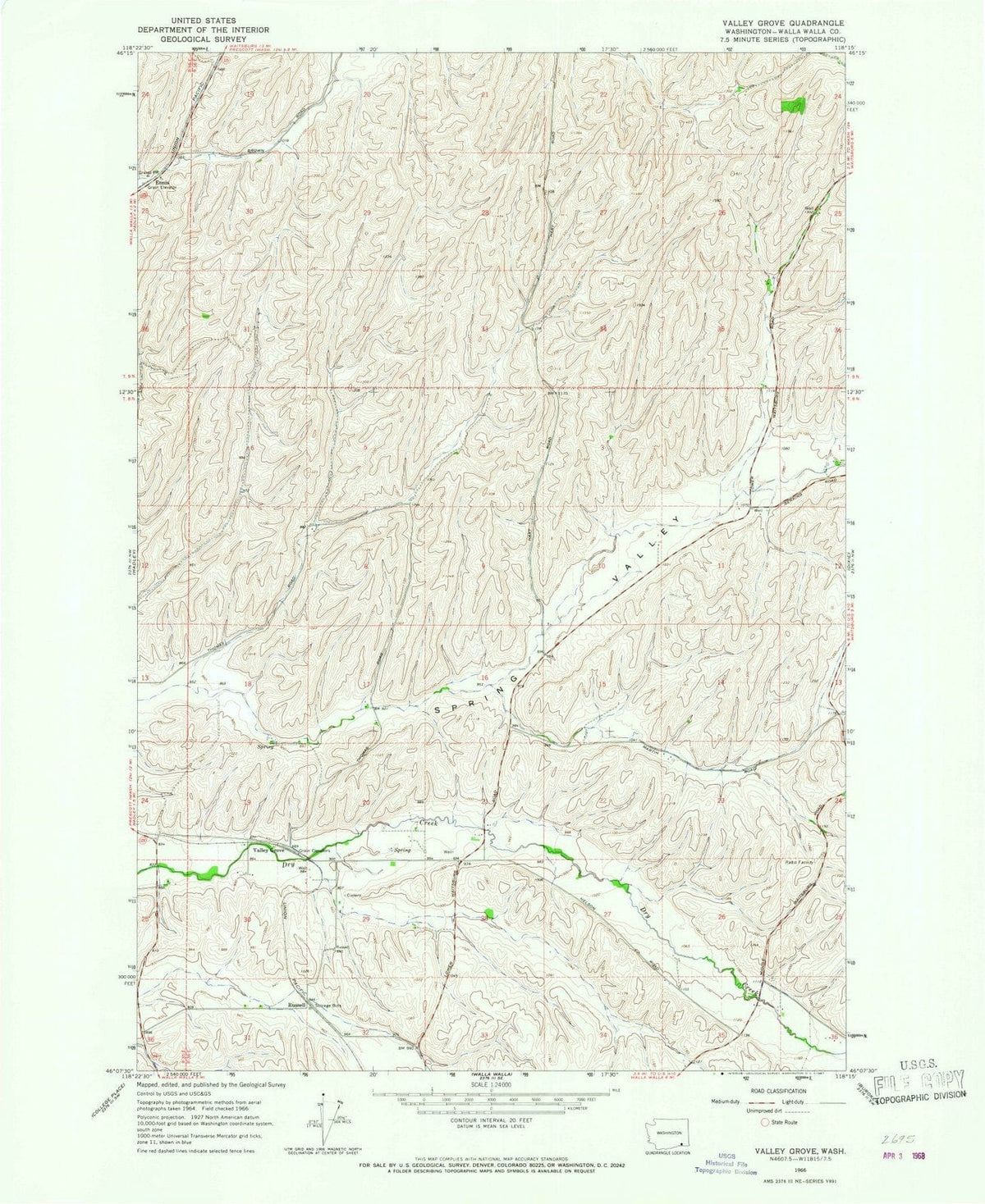 1966 Valley Grove, WA - Washington - USGS Topographic Map