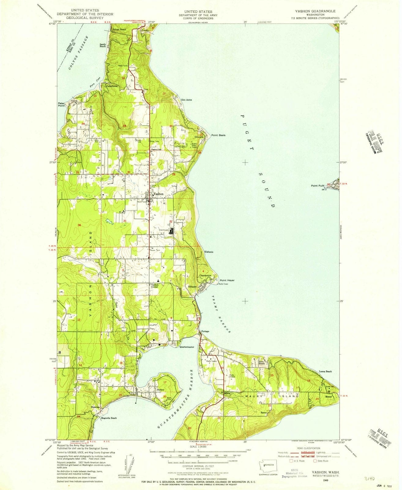 1949 Vashon, WA - Washington - USGS Topographic Map