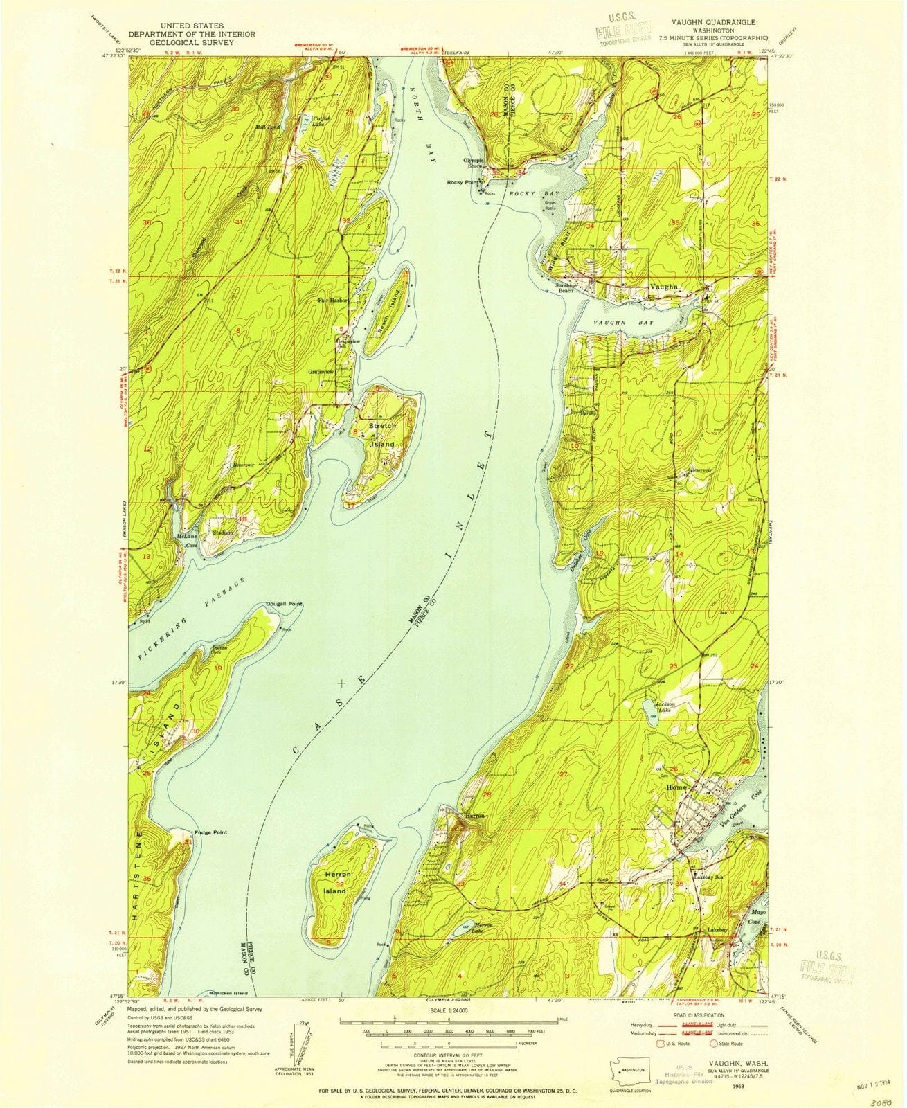 1953 Vaughn, WA - Washington - USGS Topographic Map