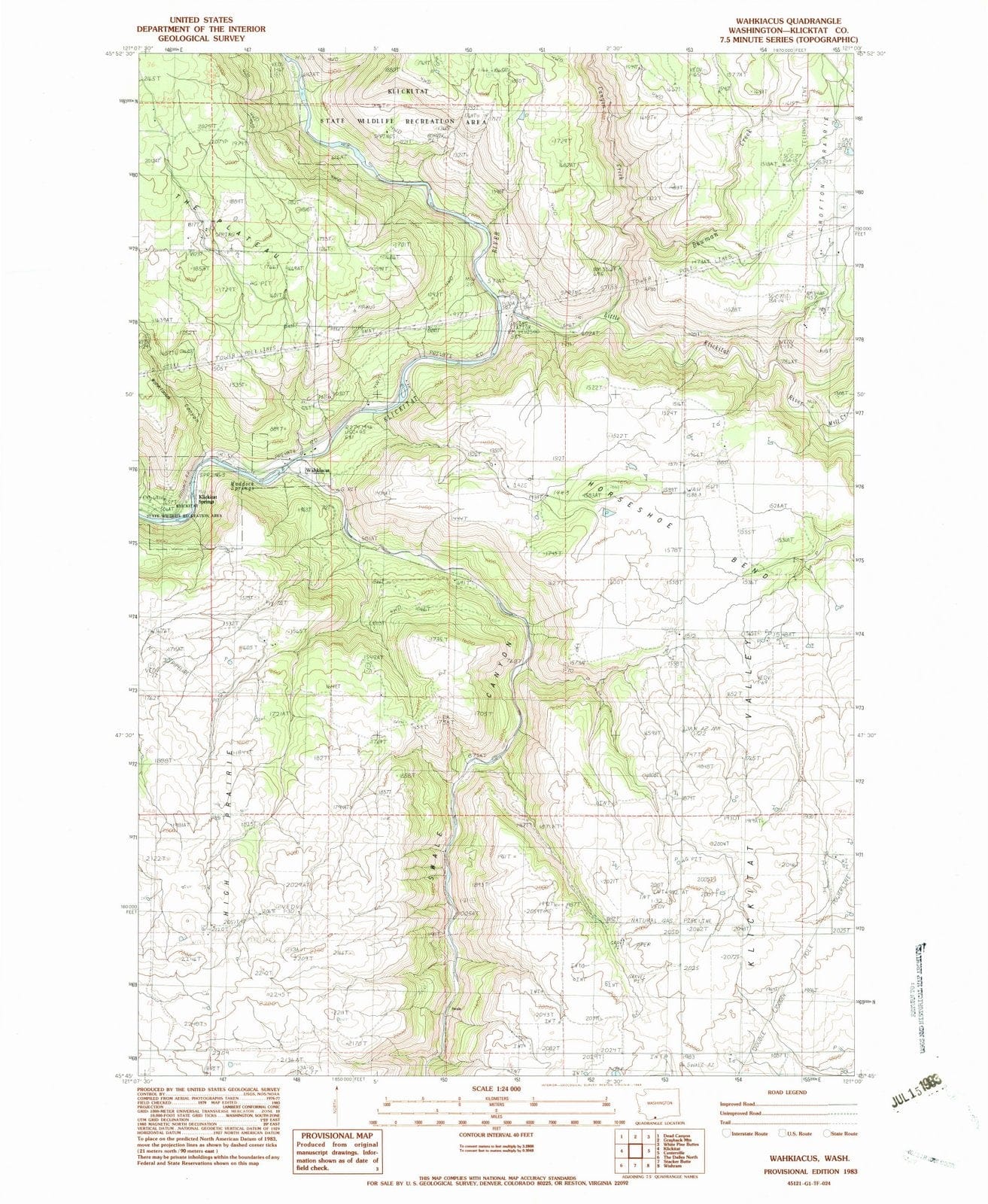 1983 Wahkiacus, WA - Washington - USGS Topographic Map