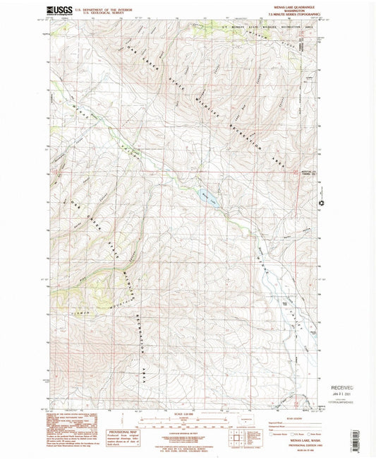 1985 Wenas Lake, WA - Washington - USGS Topographic Map