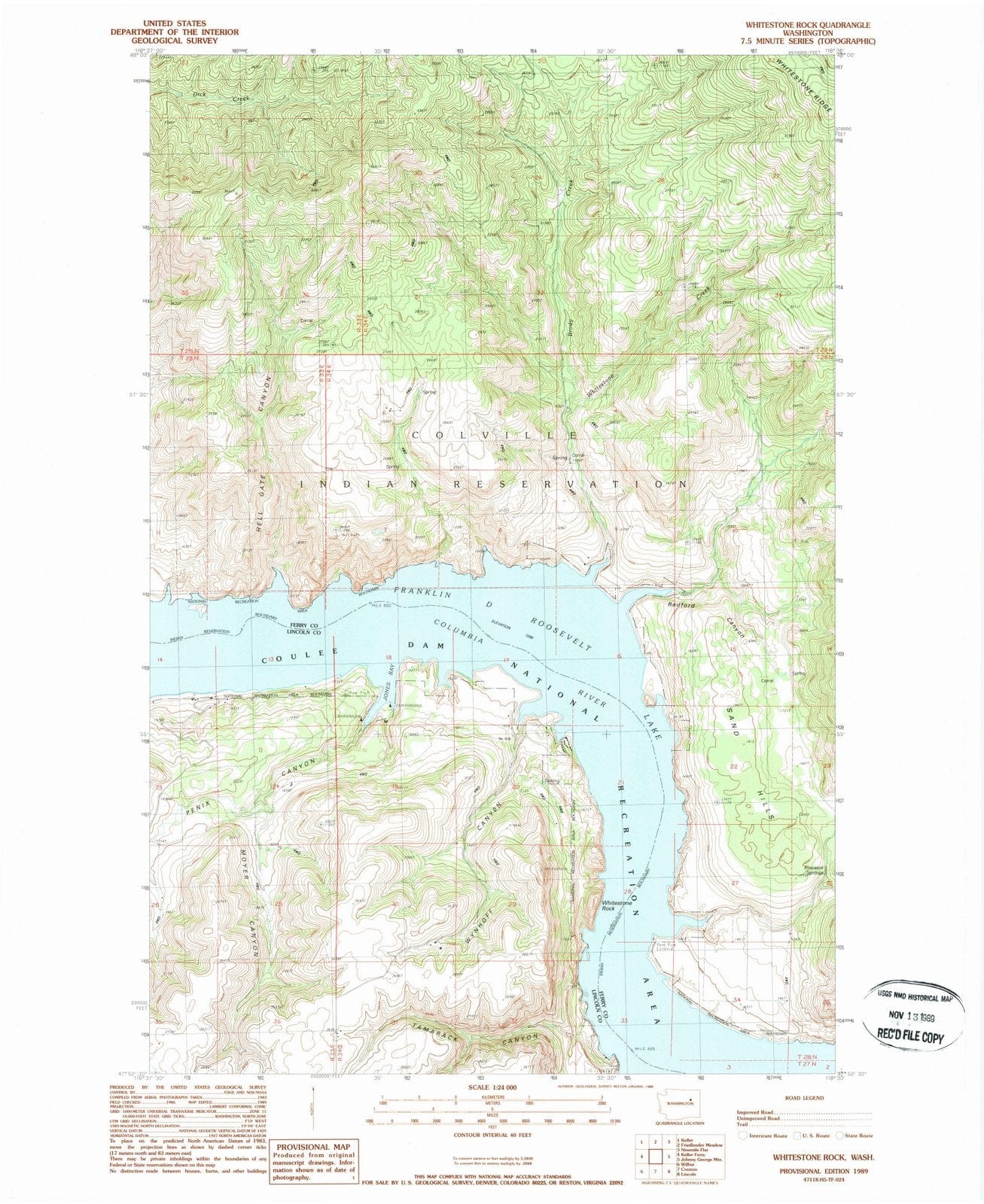1989 Whitestone Rock, WA - Washington - USGS Topographic Map