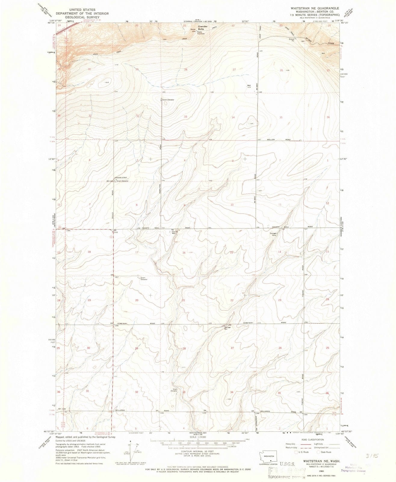 1965 Whitstran, WA - Washington - USGS Topographic Map