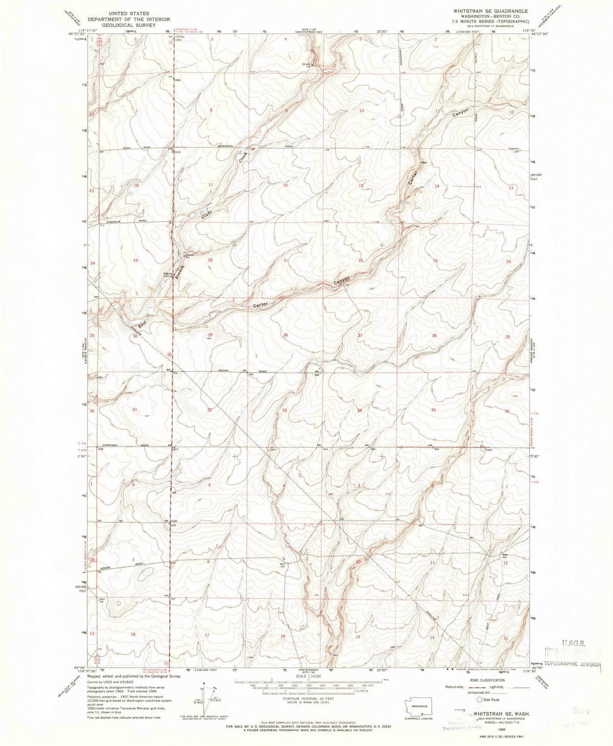 1965 Whitstran, WA - Washington - USGS Topographic Map v2