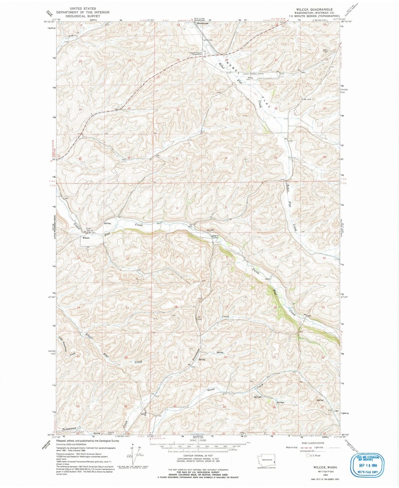 1964 Wilcox, WA - Washington - USGS Topographic Map
