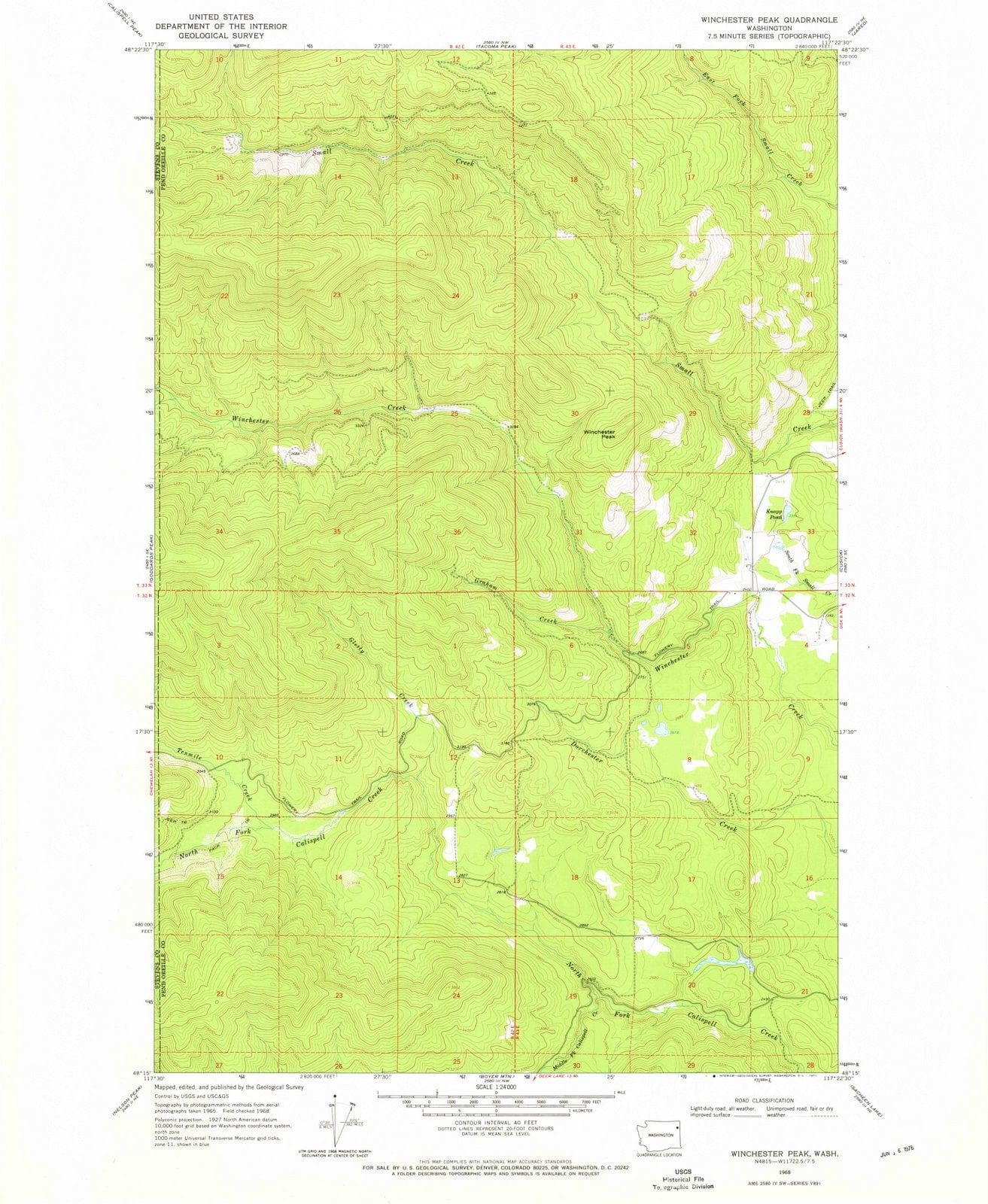 1968 Winchester Peak, WA - Washington - USGS Topographic Map