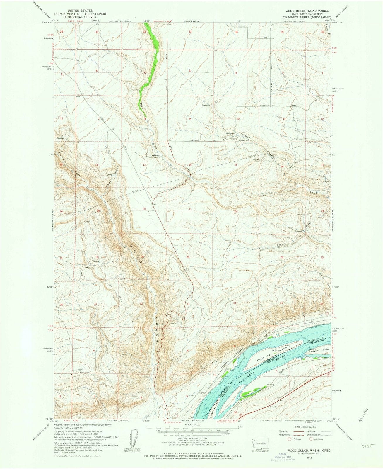 1962 Wood Gulch, WA - Washington - USGS Topographic Map