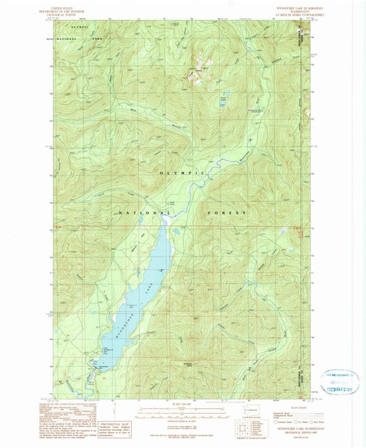 1990 Wynoochee Lake, WA - Washington - USGS Topographic Map