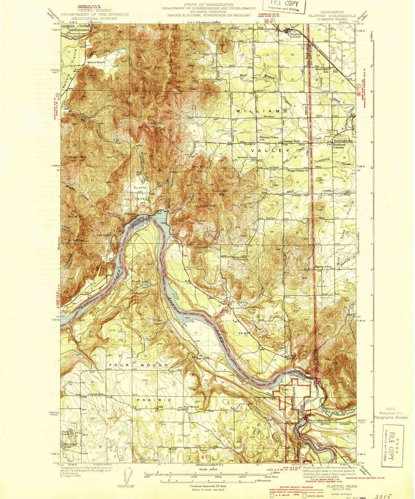 1944 Clayton, WA - Washington - USGS Topographic Map