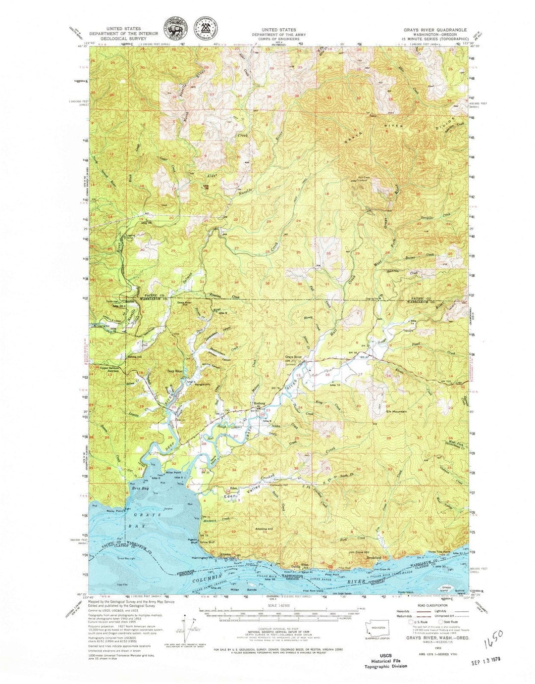 1955 Grays River, WA - Washington - USGS Topographic Map