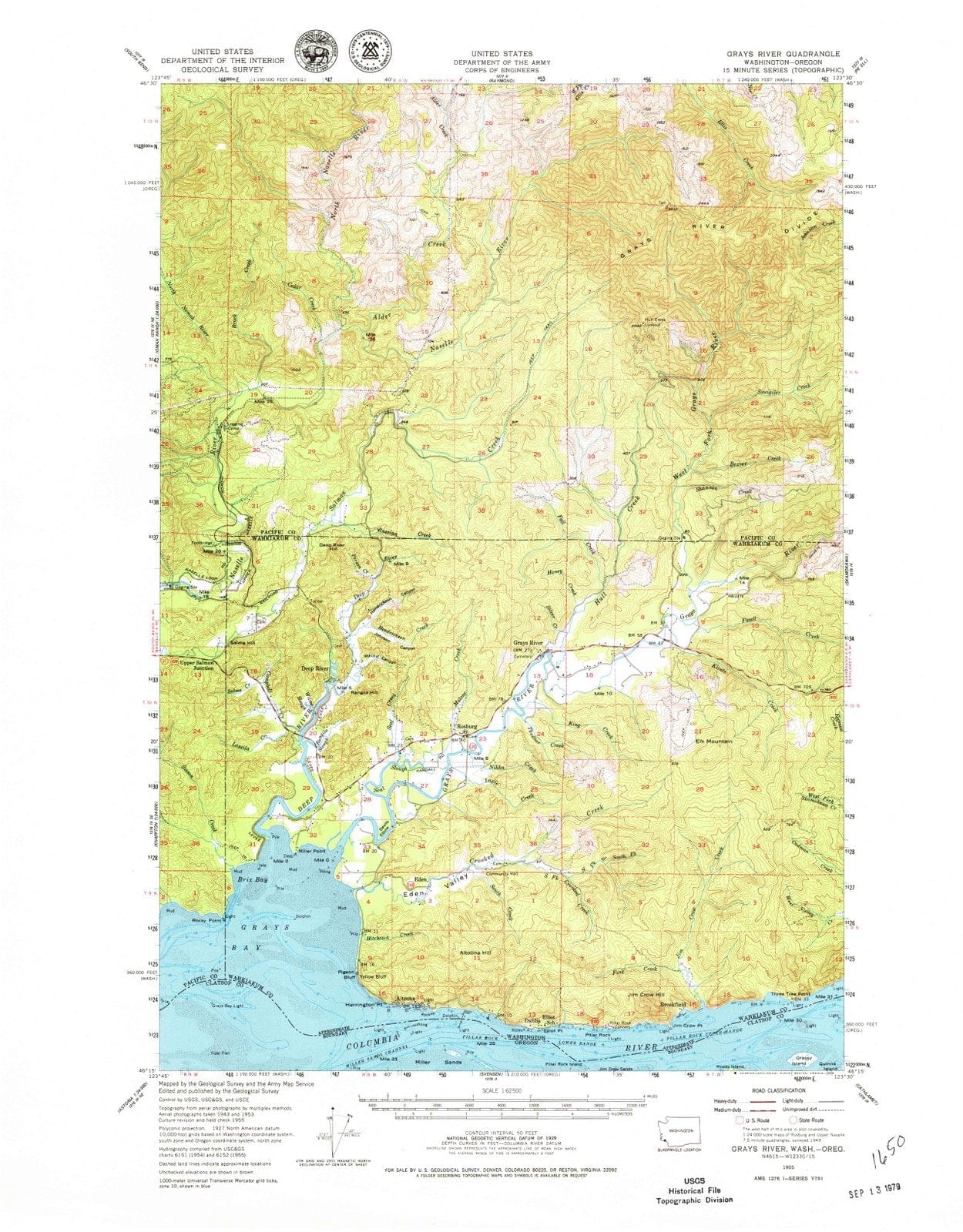 1955 Grays River, WA - Washington - USGS Topographic Map