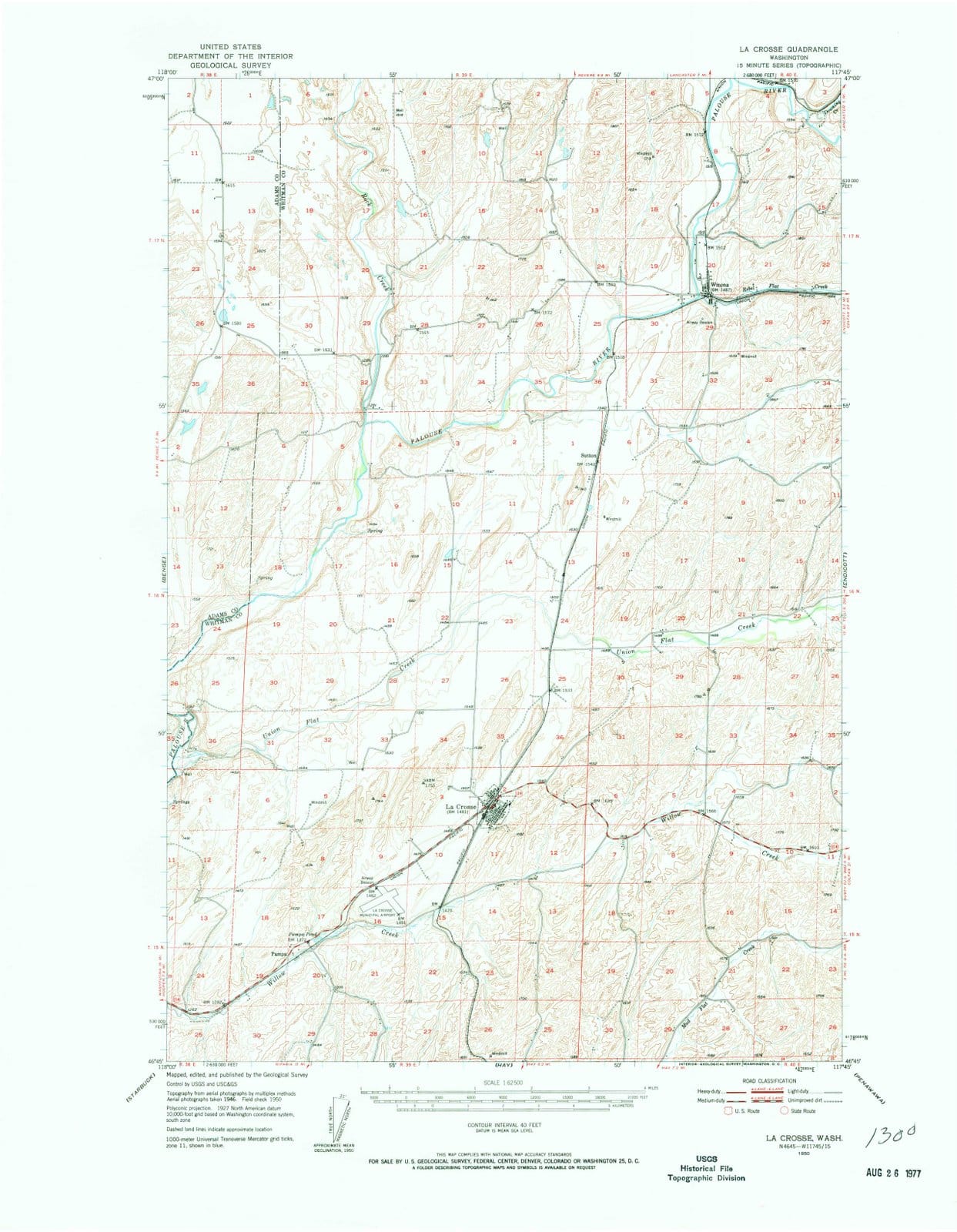 1950 La Crosse, WA - Washington - USGS Topographic Map
