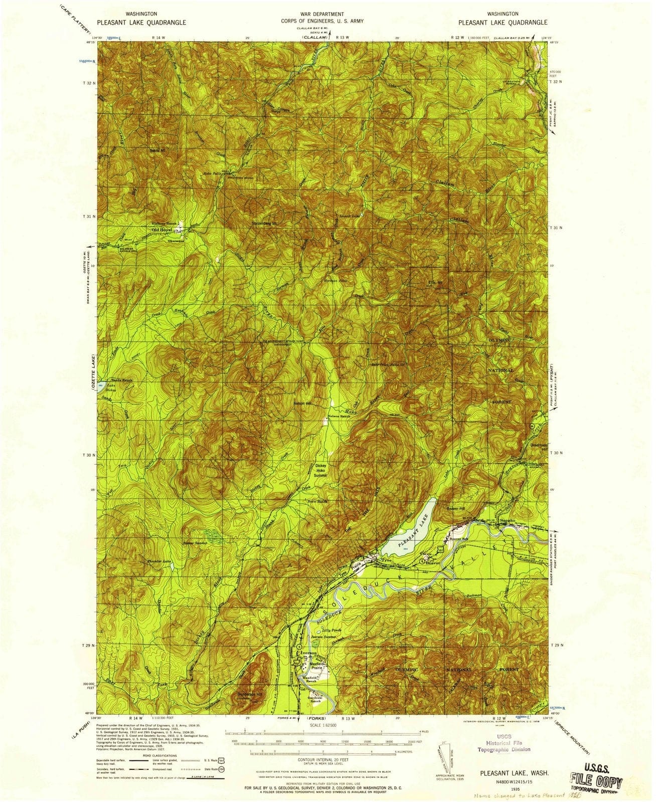 1935 Lake Pleasant, WA - Washington - USGS Topographic Map