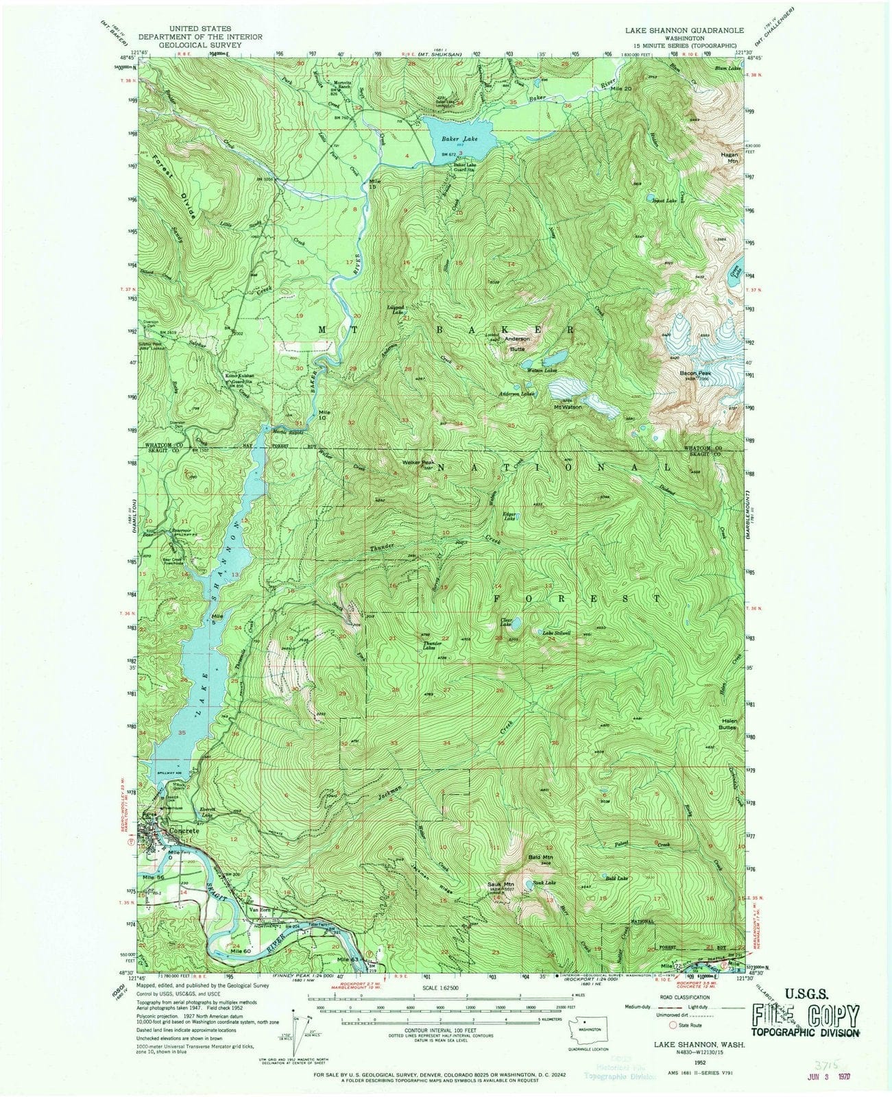 1952 Lake Shannon, WA - Washington - USGS Topographic Map