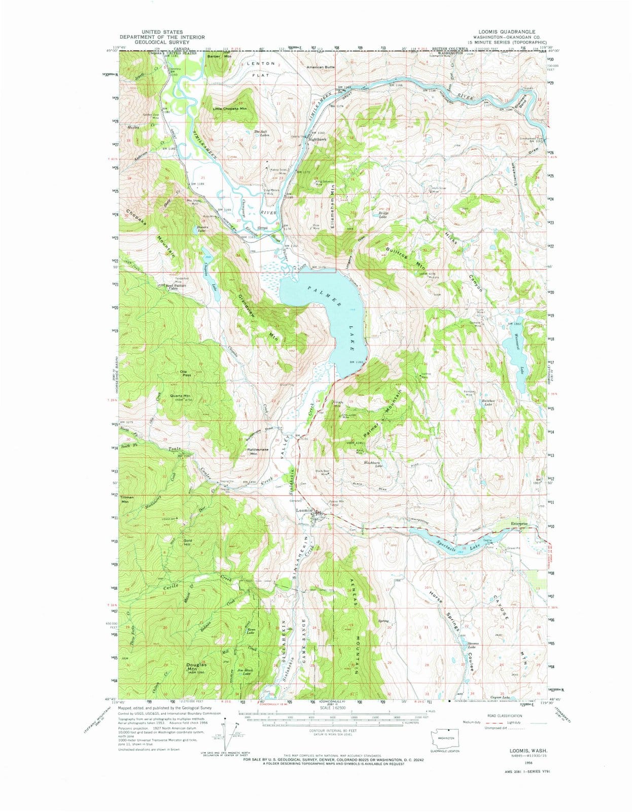 1956 Loomis, WA - Washington - USGS Topographic Map
