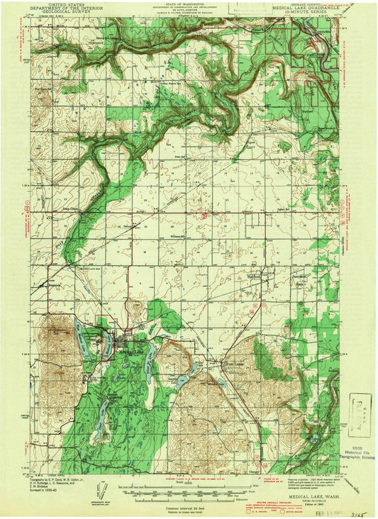 1943 Medical Lake, WA - Washington - USGS Topographic Map