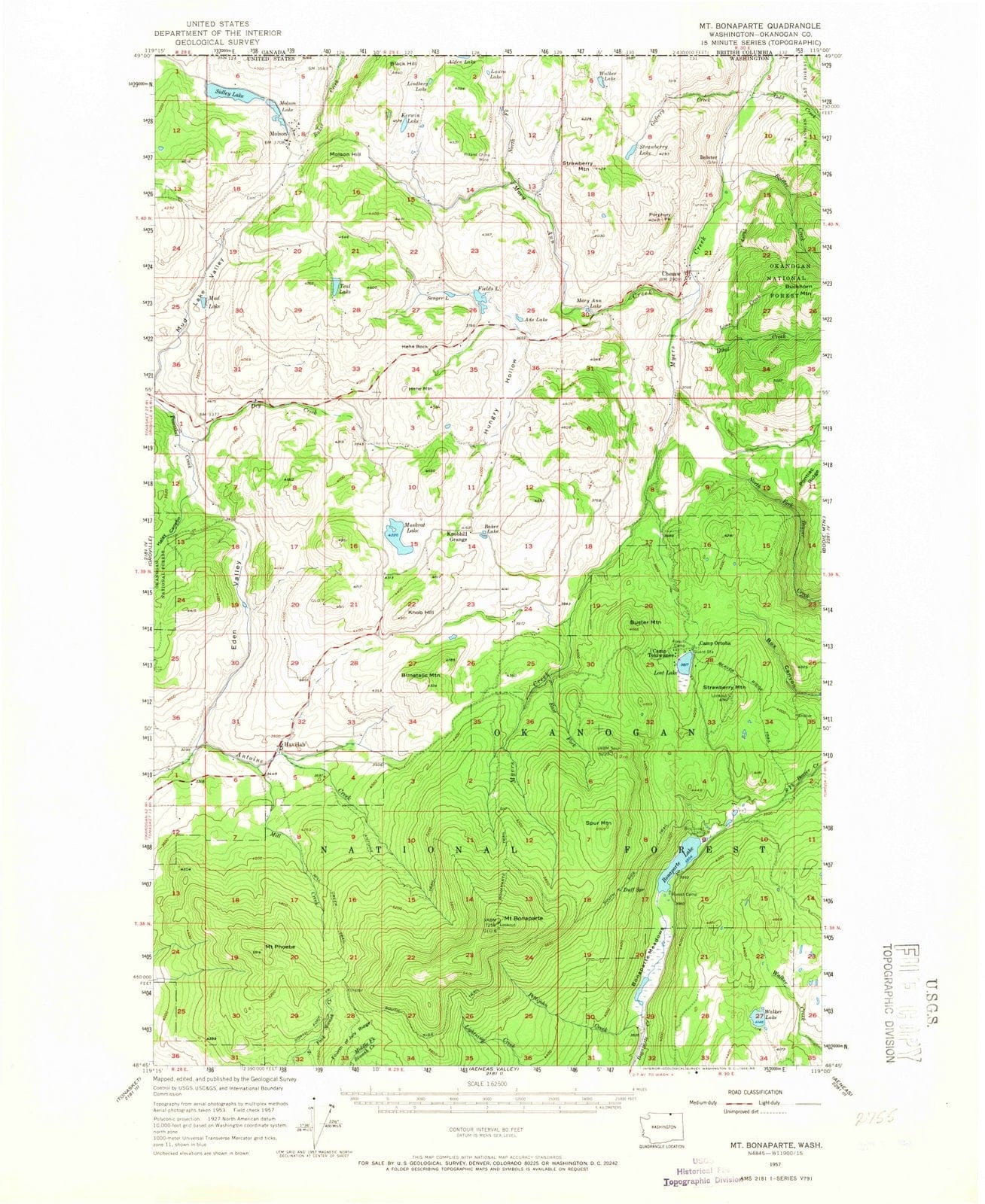 1957 Mt. Bonaparte, WA - Washington - USGS Topographic Map