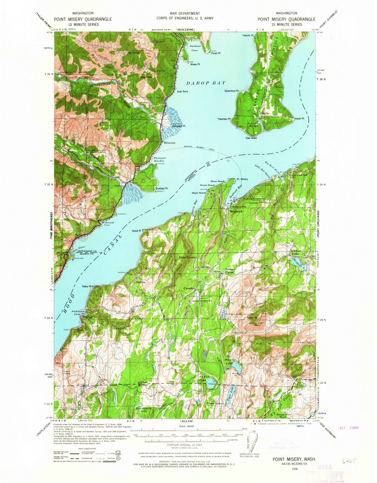 1936 Point Misery, WA - Washington - USGS Topographic Map
